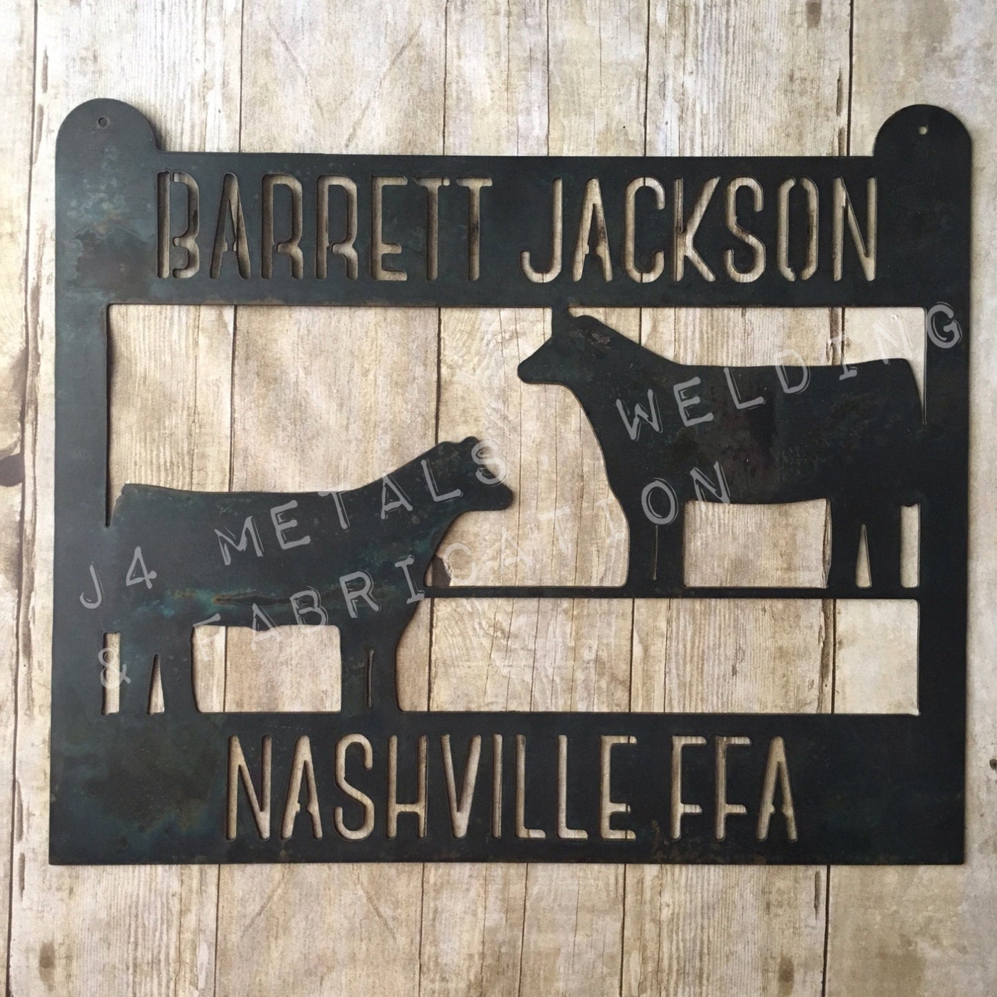 Show Cattle Sign w Heifer and Bull/Steer; Stock Shows, Barns, Fairs, Cow Show Display, Show Calf, Stall Sign, Ranch