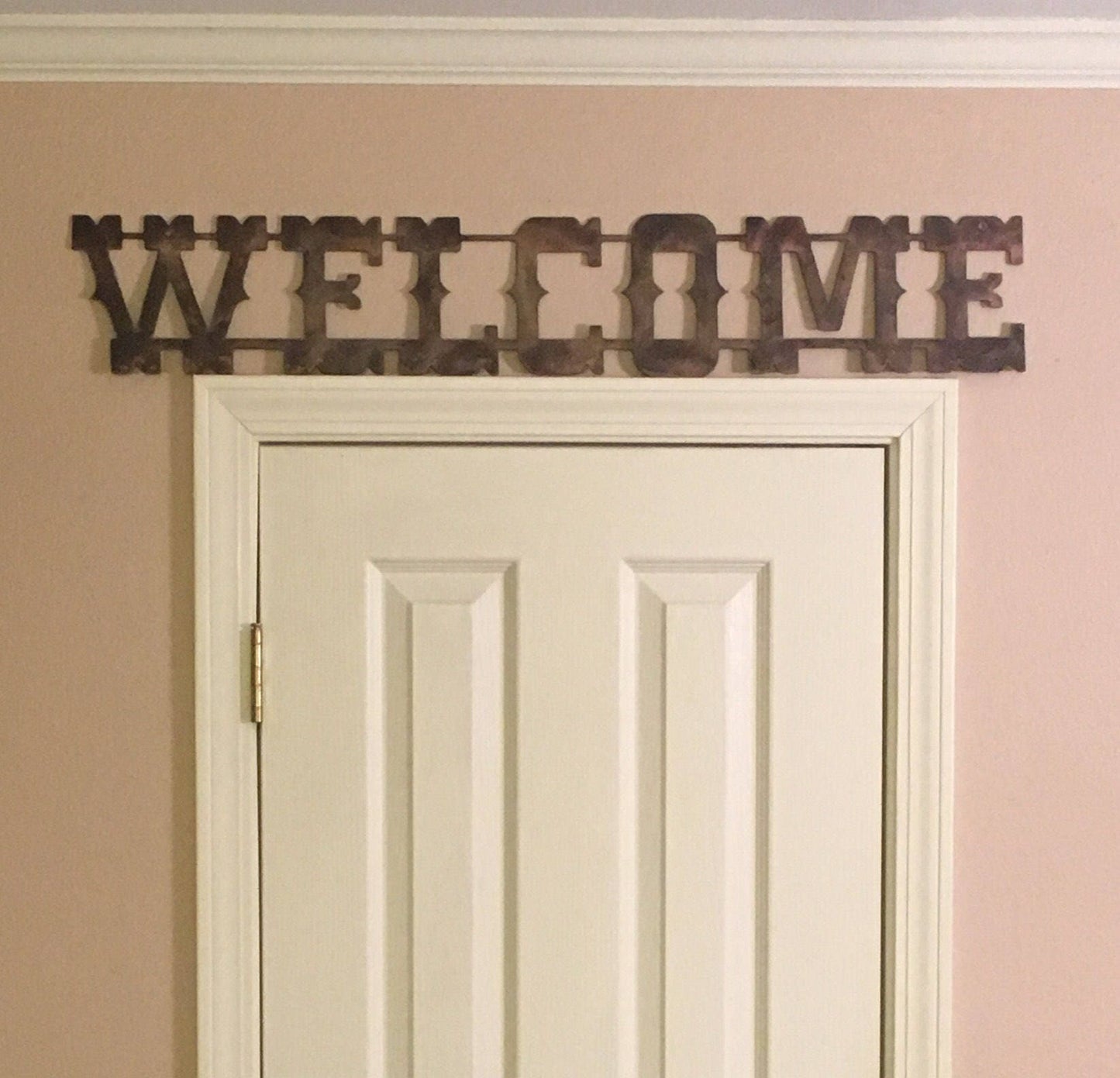 Rustic Metal Farmhouse Welcome Sign; Ranch, Cabin, Meeting Venue, Hunting Lodge, Camp House, Porch, Ranch Gate