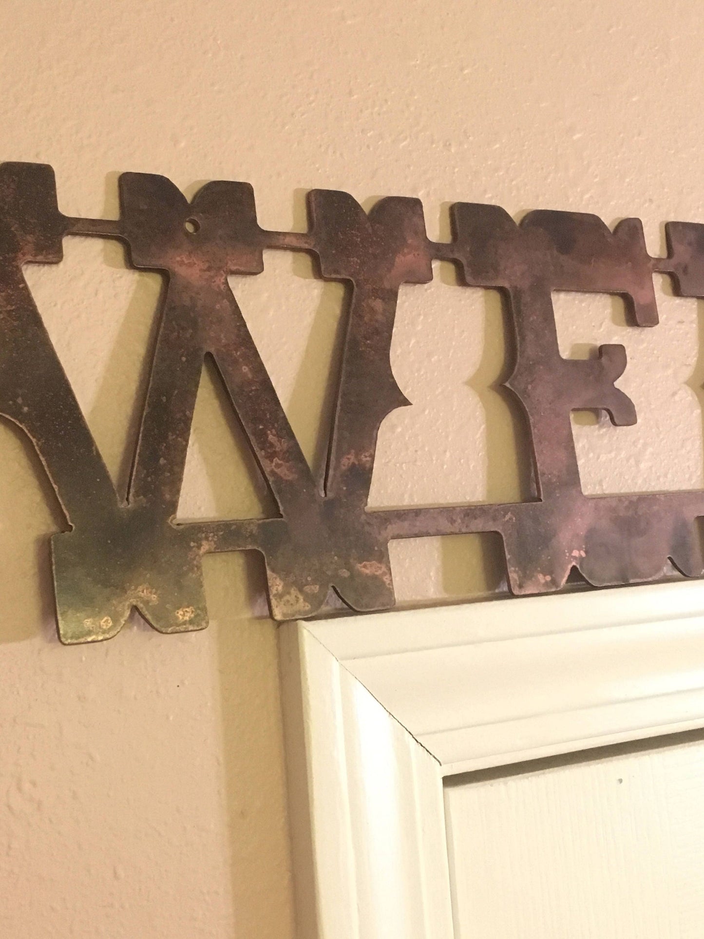 Rustic Metal Farmhouse Welcome Sign; Ranch, Cabin, Meeting Venue, Hunting Lodge, Camp House, Porch, Ranch Gate