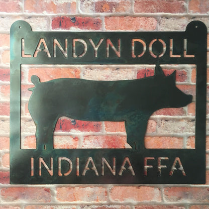 Personalized Pig, Hog Sign. Livestock Show Stalls, Fair Pens, Stock Trailers, Awards for Shows, Fairs