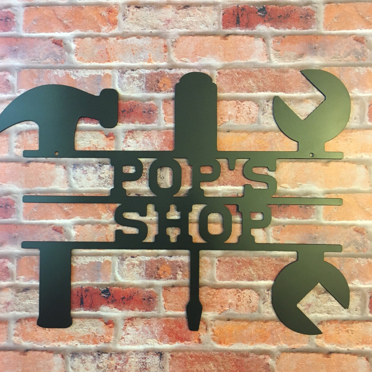 Pop's Shop, Handyman's Tools Metal Door/Wall Hanger for Shop; Dad or Grandfather, Father's Day, Birthday, Christmas