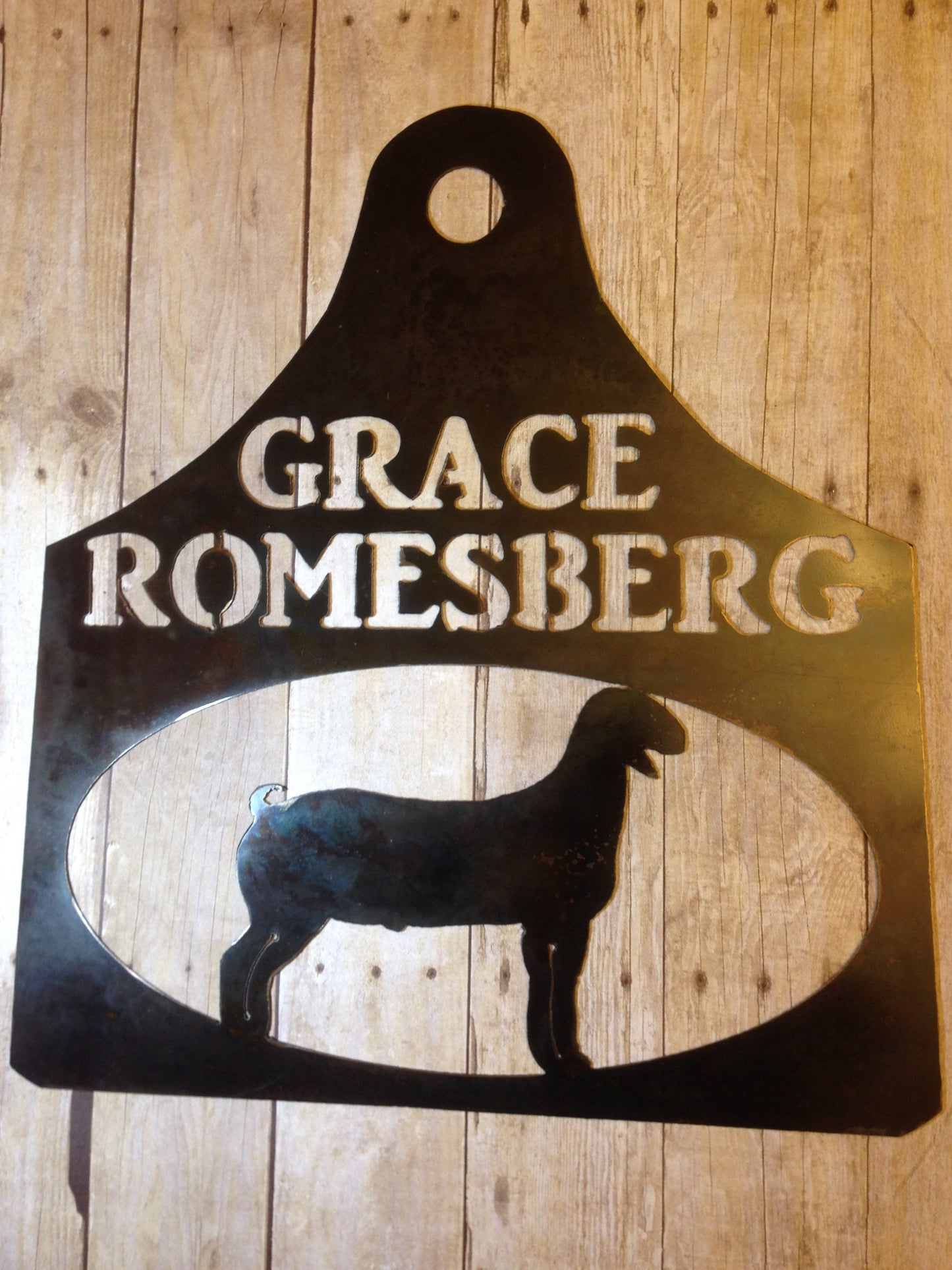 Personalized Eartag  Show Goat Sign for Stalls, Barns; Stock Show Kids, Awards for Jackpots, County/State Fair Wether, Doe, Buck