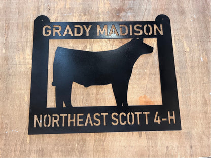 Personalized Steer Sign. Livestock Show Stalls, Fair Pens, Stock Trailers, Awards for Shows, Fairs