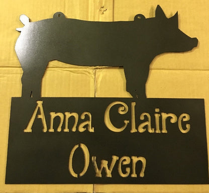 Personalized Show Pig or Hog Sign for Stock Shows, Fairs, Barn Pens, Stock Show Kids, Awards for Shows